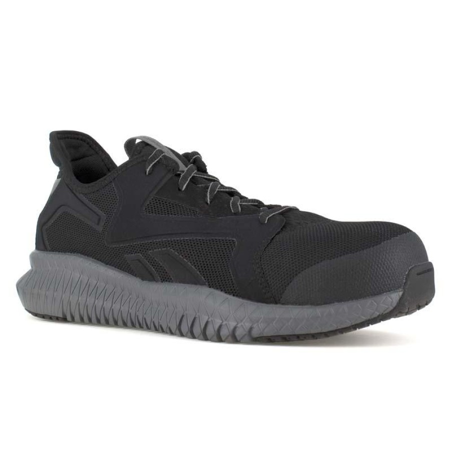 Footwear Reebok Non-Slip Shoes | Reebok Works Men'S Flexagon 3.0 Work Esd Composite Toe Athletic Work Shoe Black/Grey