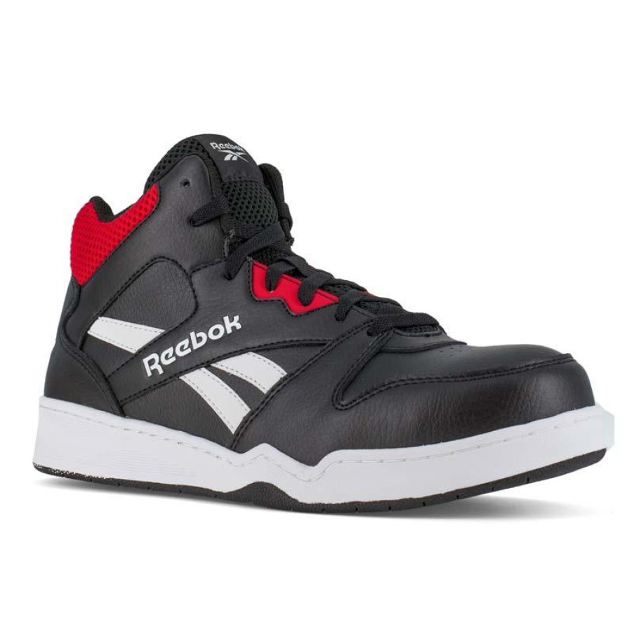 Footwear Reebok Non-Slip Shoes | Reebok Works Men'S Bb4500 Work Composite Toe Athletic Hi Top Work Sneaker Black / Red