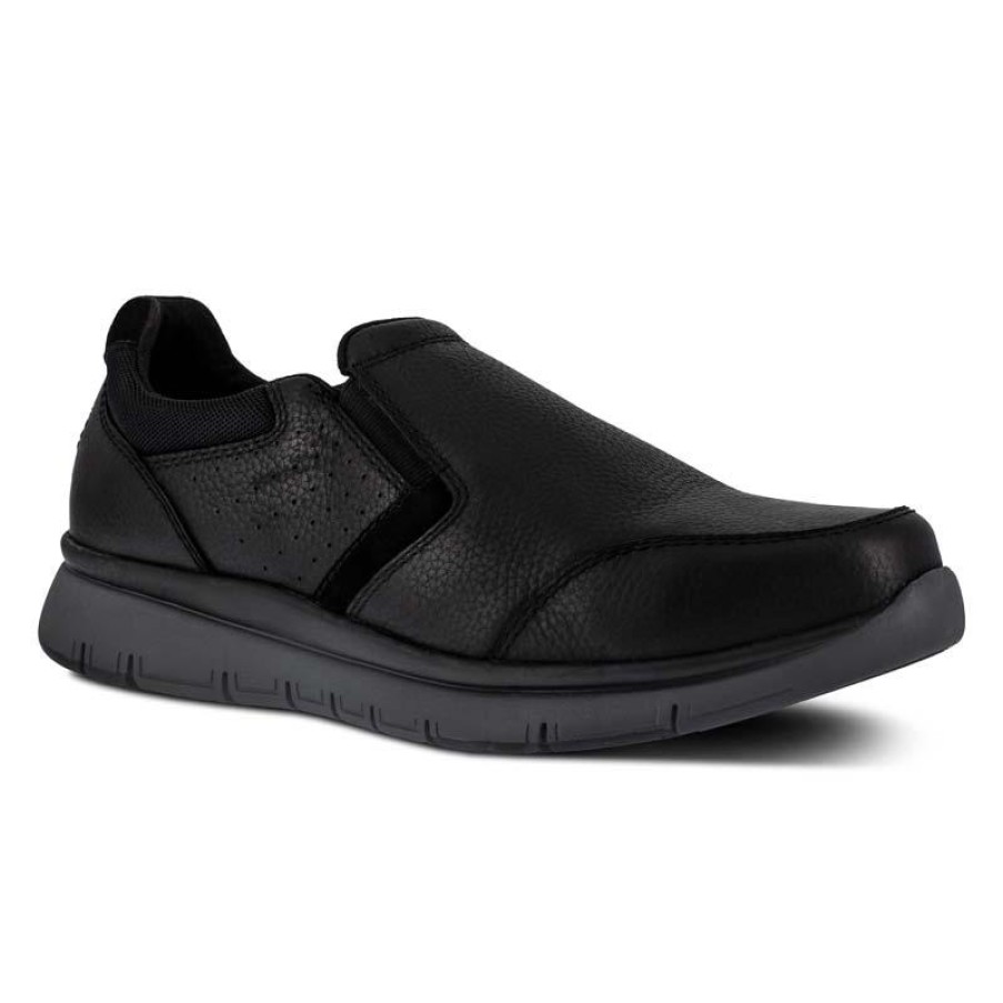 Footwear Rockport Non-Slip Shoes | Rockport Works Men'S Primetime Casuals Work Esd Steel Toe Slip On Black