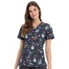 Healthcare Cherokee Scrub Tops | Cherokee Women'S Print Scrub Top Merry Whatever