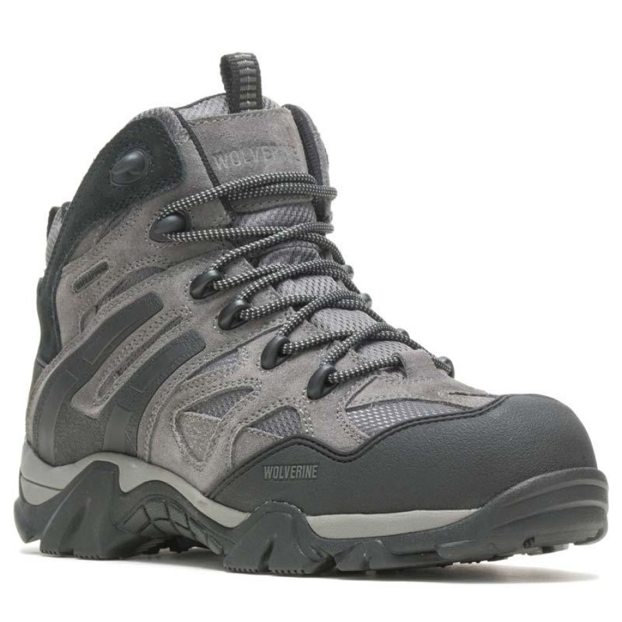 Footwear Wolverine Non-Steel Safety Toe | Wolverine Men'S Wilderness Waterproof Composite Toe Hiker Charcoal