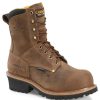 Footwear Carolina Non-Steel Safety Toe | Carolina Men'S 8" Poplar Waterproof Composite Toe Logger Brown Crazy Horse