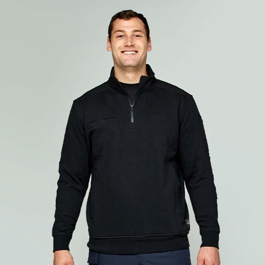 Outerwear Wolverine Sweatshirts | Wolverine Men'S Tactical Quarter Zip Job Shirt Black