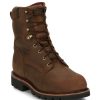 Footwear Chippewa Steel Toe | Chippewa Men'S 8" Waterproof Insulated Steel Toe Work Boot Tan Crazy Horse