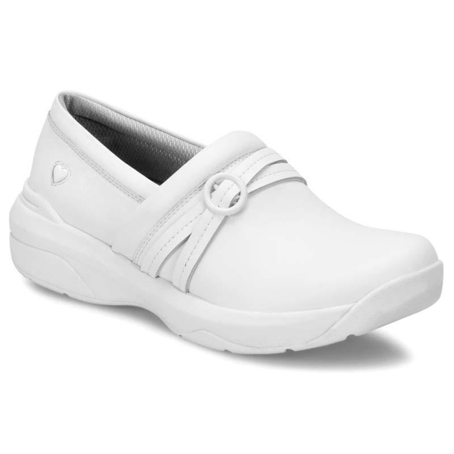 Footwear Nursemates Non-Slip Healthcare | Nursemates Women'S Ceri Leather Slip On White