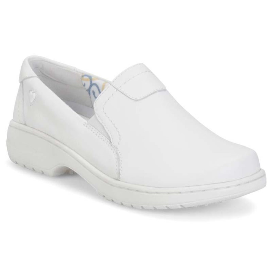 Footwear Nursemates Non-Slip Healthcare | Nursemates Women'S Meredith Leather Slip On White