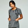 Healthcare Scrubology Sport Scrub Tops | Scrubology Sport Women'S Zip Up Round Neck Scrub Top