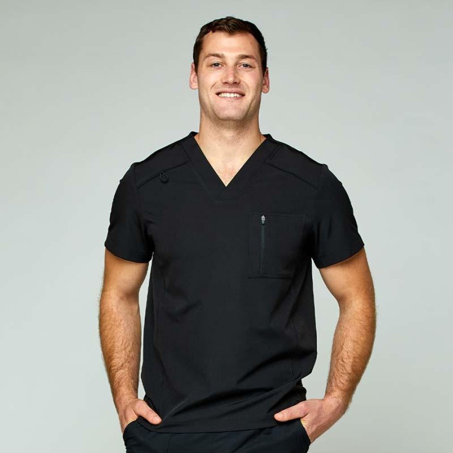 Healthcare Scrubology Sport Scrub Tops | Scrubology Sport Men'S V-Neck Side Panel Scrub Top