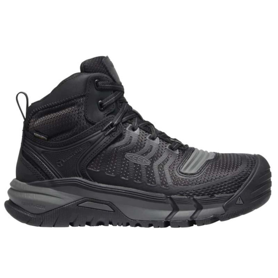 Footwear KEEN Utility Non-Slip Shoes | Keen Utility Men'S Kansas City Waterproof Carbon-Fiber Toe Athletic Mid Black / Gun Metal