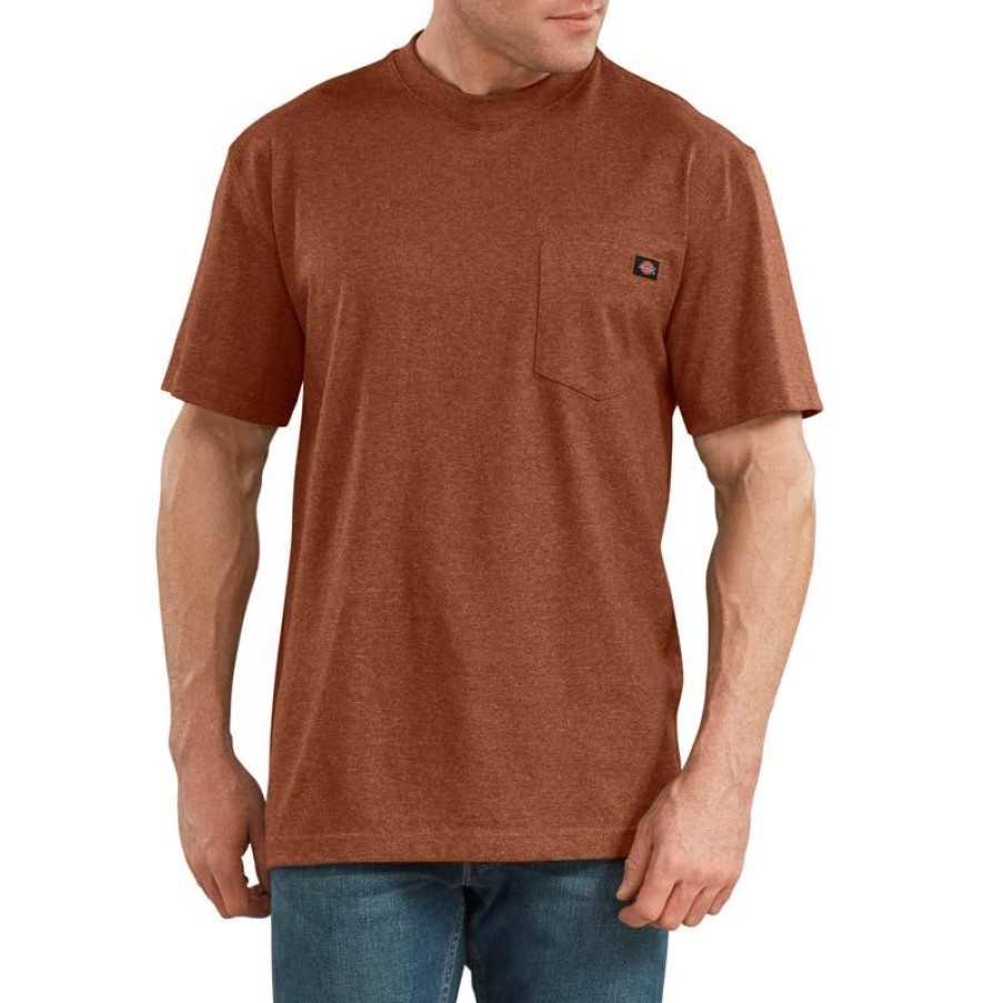 Workwear Dickies T-Shirts | Dickies Men'S Heathered Heavyweight Pocket Tee