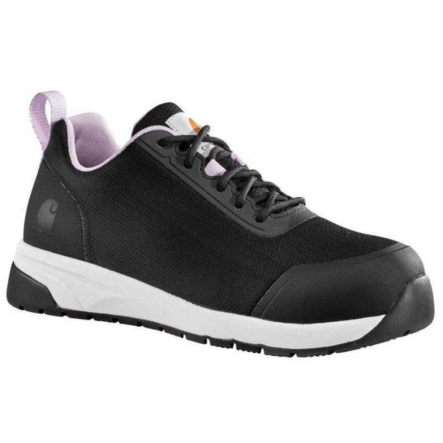 Footwear Carhartt Athletic | Carhartt Women'S Force Composite Toe Athletic Black Work Shoe Black/Amethyst