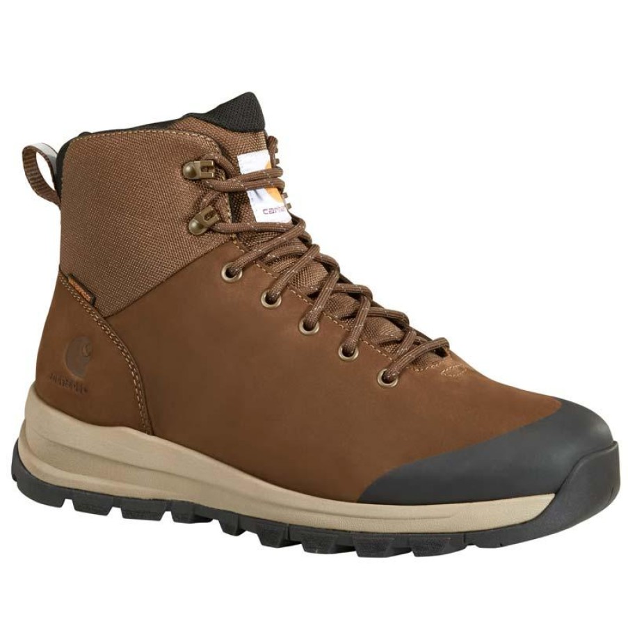 Footwear Carhartt Non-Slip Boots | Carhartt Men'S 5" Waterproof Alloy Toe Brown Hiker Boot Dark Brown Nubuck