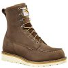 Footwear Carhartt Non-Slip Boots | Carhartt Men'S 8" Waterproof Moc Toe Wedge Brown Work Boot Dark Brown Oil Tanned