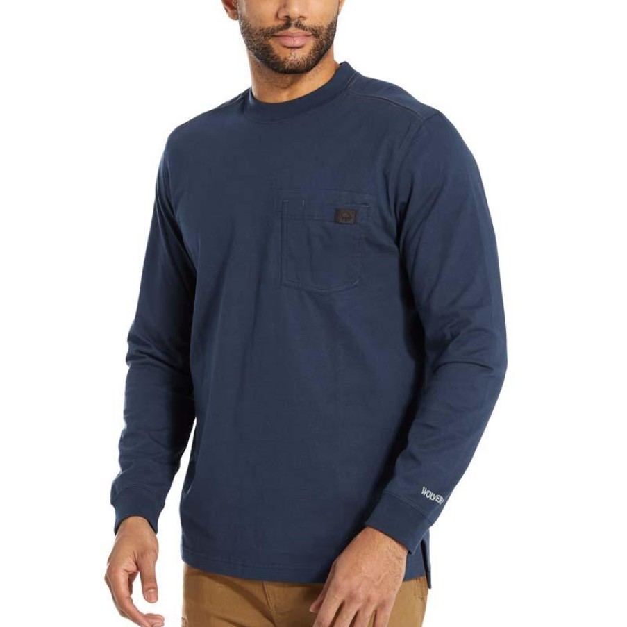 Workwear Wolverine T-Shirts | Wolverine Men'S Guardian Cotton Long Sleeve Pocket T-Shirt