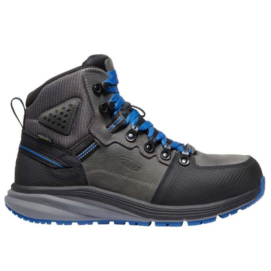 Footwear KEEN Utility Non-Steel Safety Toe | Keen Utility Men'S Red Hook Waterproof Carbon-Fiber Toe Work Hiker Steel Grey/Bright Cobalt