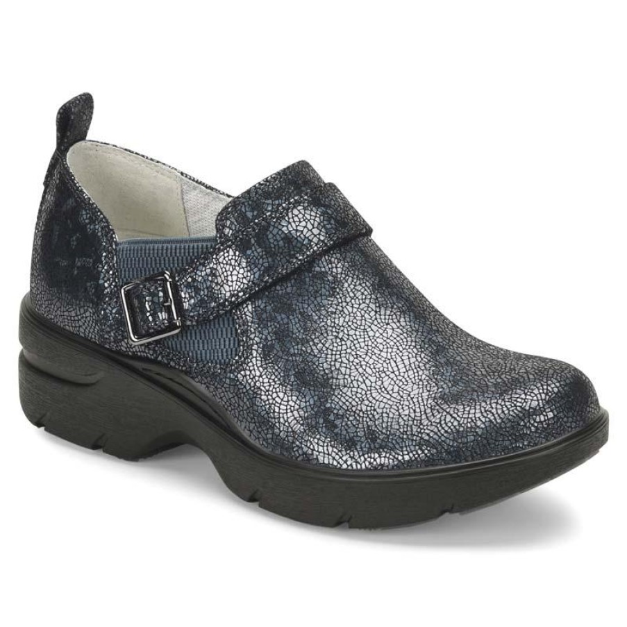 Footwear Align By NurseMates Non-Slip Healthcare | Align By Nursemates Women'S Arya Side Zip Leather Clog Moonlit Navy