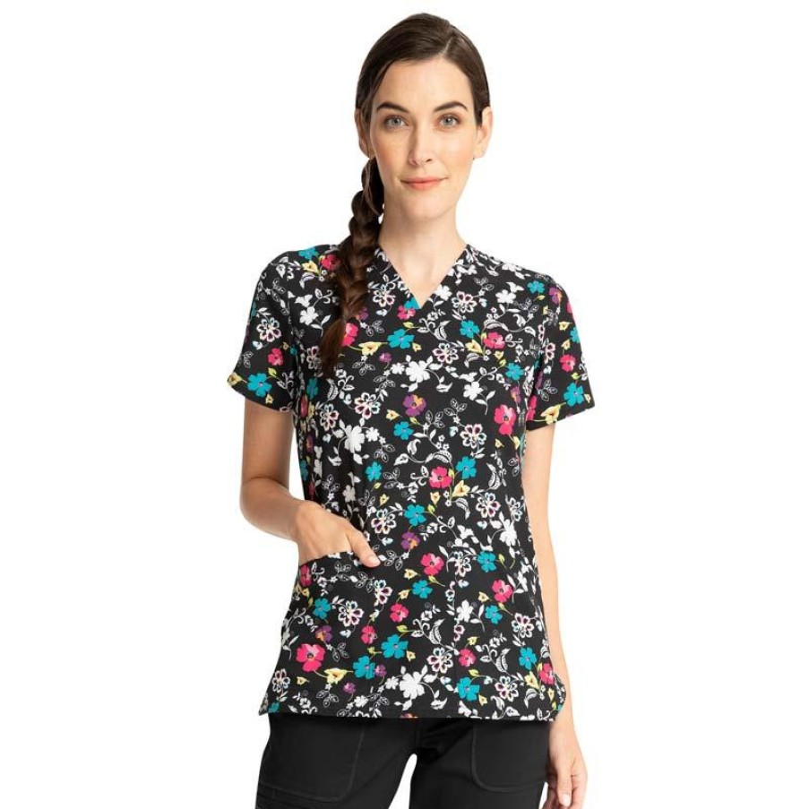 Healthcare Cherokee Scrub Tops | Cherokee Women'S Print Scrub Top Scroll For It