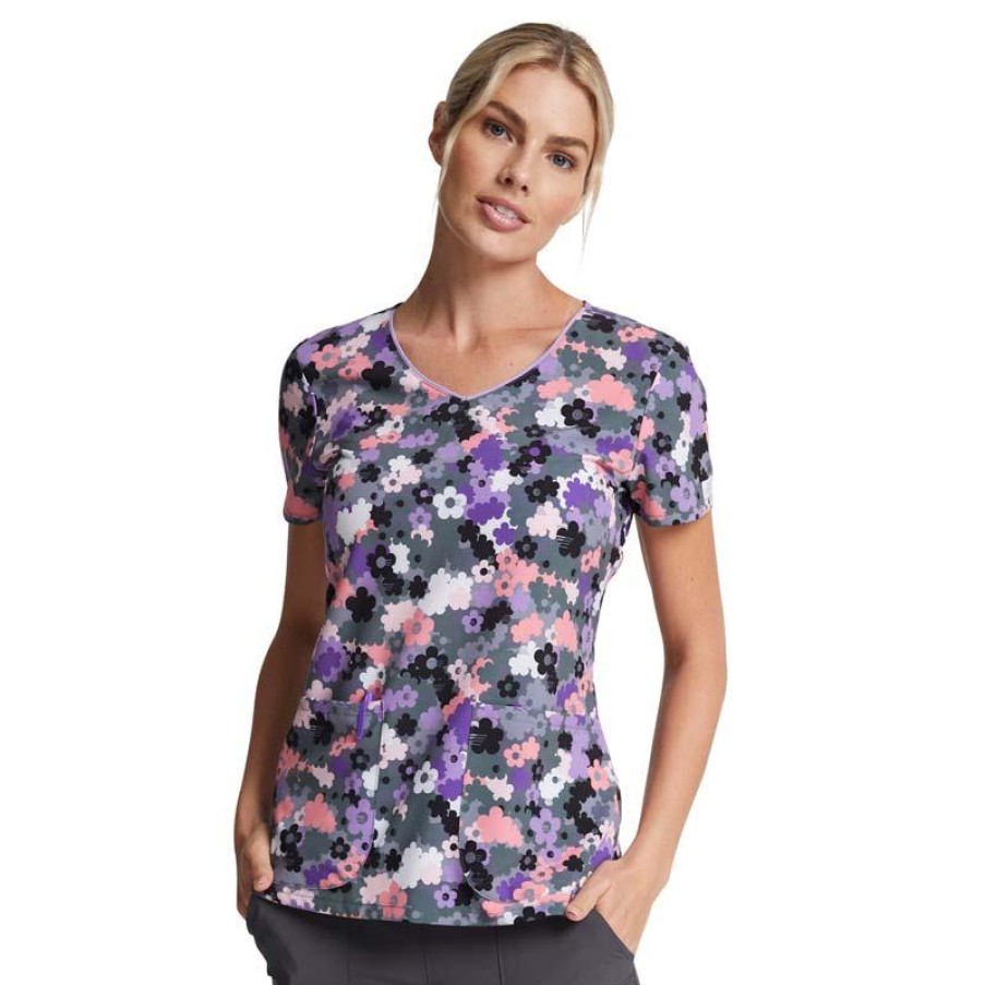 Healthcare Dickies EDS Scrub Tops | Dickies Eds Print Scrub Top Camo Buds