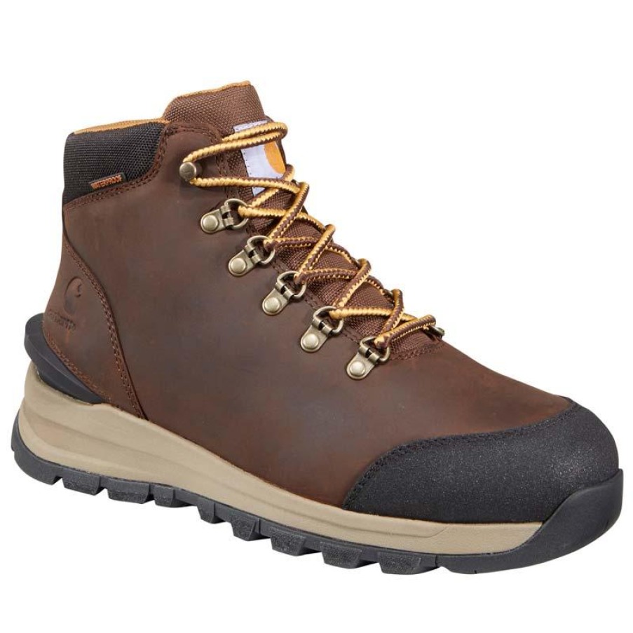 Footwear Carhartt Hiking | Carhartt Men'S 5" Gilmore Waterproof Alloy Toe Dark Brown Work Hiker Dark Brown Oil Tanned