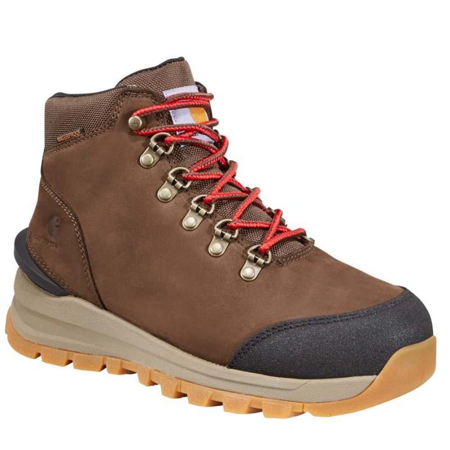 Footwear Carhartt Hiking | Carhartt Women'S 5" Gilmore Waterproof Alloy Toe Dark Brown Work Hiker Dark Brown Nubuck