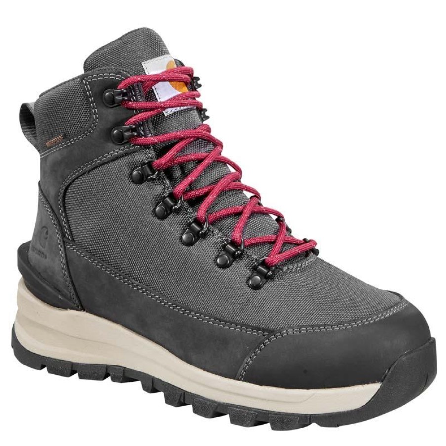 Footwear Carhartt Hiking | Carhartt Women'S 6" Gilmore Waterproof Alloy Toe Dark Grey Work Hiker Dark Grey Nubuck