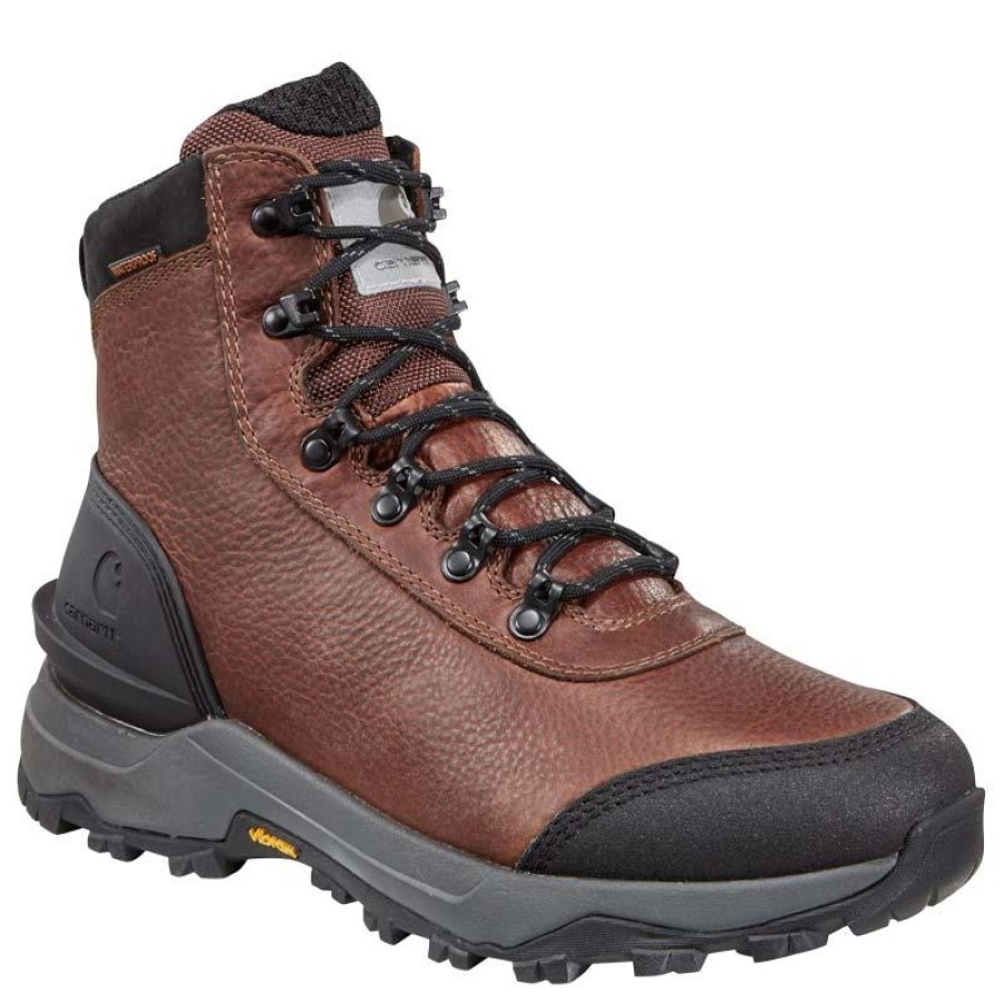 Footwear Carhartt Hiking | Carhartt Men'S 6" Waterproof Insulated Outdoor Trail Work Hiker Red Brown