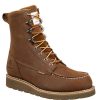 Footwear Carhartt Non-Slip Boots | Carhartt Men'S 8" Moc Toe Waterproof Dark Brown Wedge Work Boot Chocolate Brown Oil