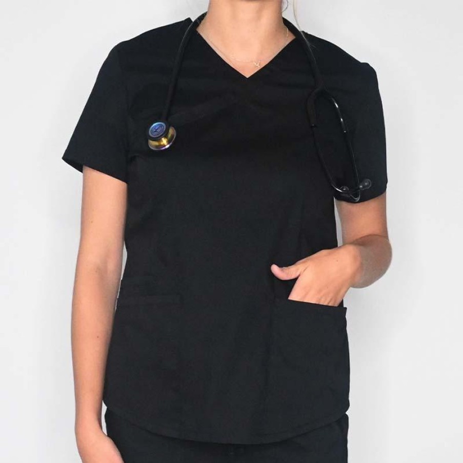 Healthcare Rx Gear Stretch Scrub Tops | Rx Gear Stretch Women'S Mock Wrap Scrub Top