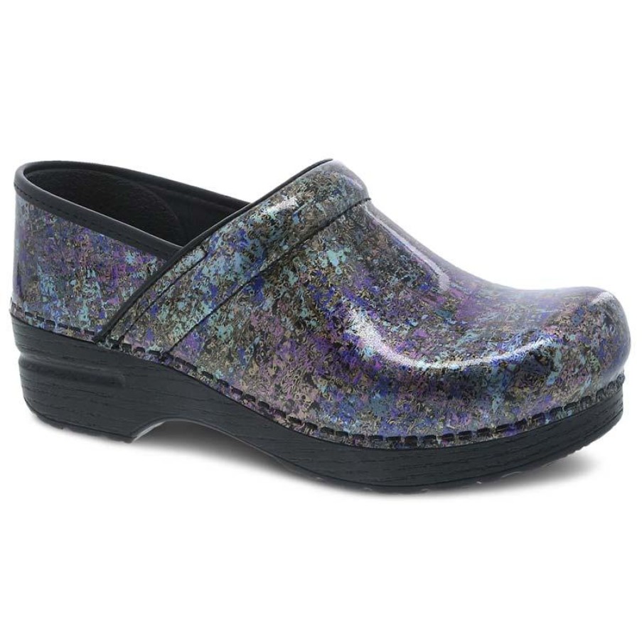 Footwear Dansko Clogs | Dansko Women'S Professional Metallic Ink Printed Patent Leather Clog Metallic Ink Patent