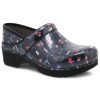 Footwear Dansko Clogs | Dansko Women'S Lt Pro Hero Print Patent Leather Clog Hero Patent