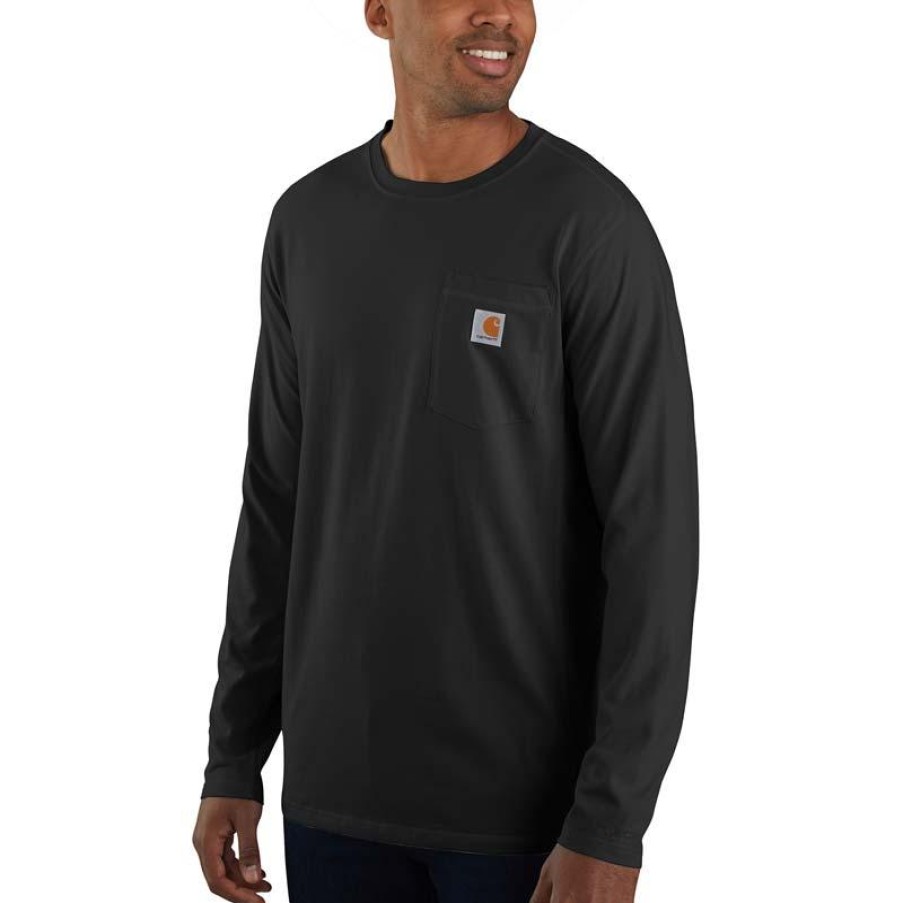 Workwear Carhartt T-Shirts | Carhartt Men'S Force Long Sleeve Midweight Pocket T-Shirt