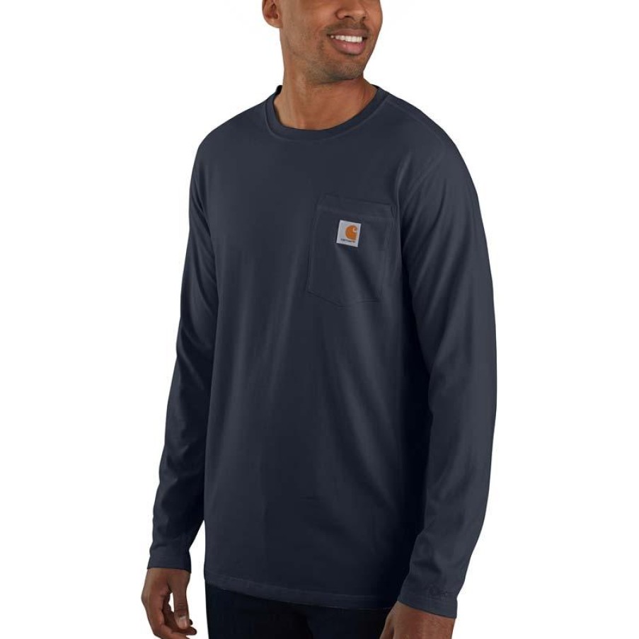 Workwear Carhartt T-Shirts | Carhartt Men'S Force Long Sleeve Midweight Pocket T-Shirt