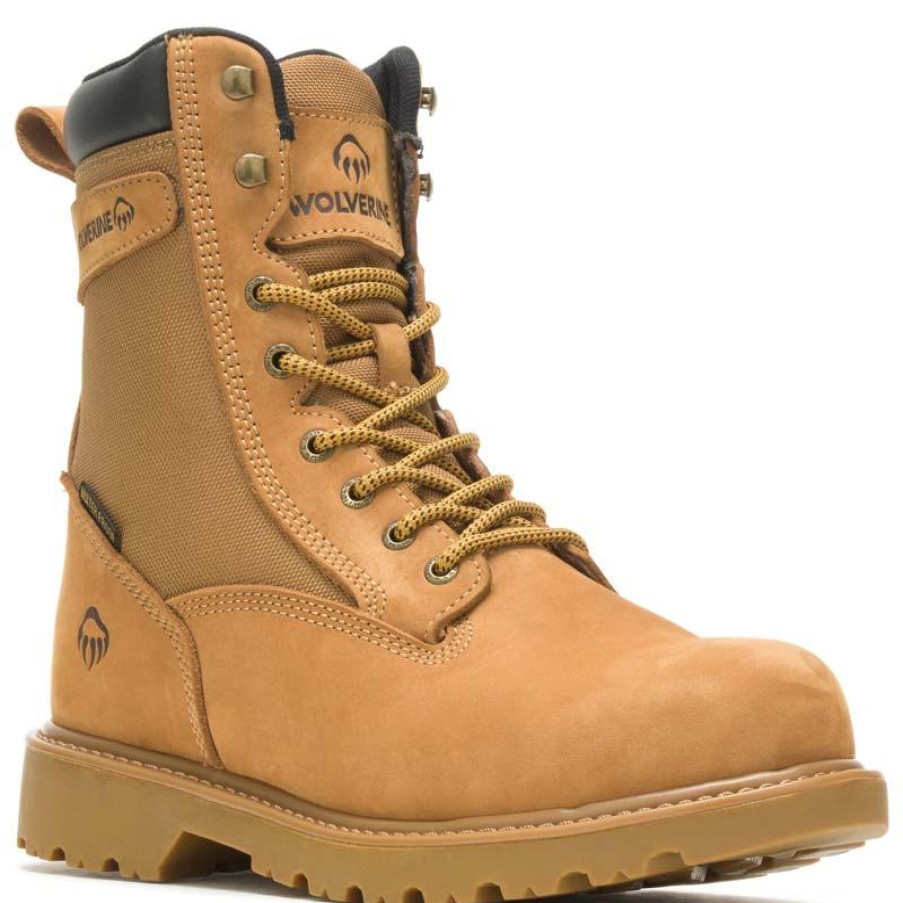 Footwear Wolverine Non-Slip Boots | Wolverine Men'S 8" Floorhand Waterproof Insulated Soft Toe Work Boot Wheat