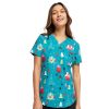 Healthcare Cherokee Scrub Tops | Cherokee Women'S Print Scrub Top Happy Holidogs