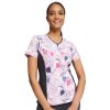 Healthcare Cherokee Iflex Scrub Tops | Cherokee Iflex Women'S Print Scrub Top Loving Swirls