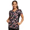 Healthcare Cherokee Iflex Scrub Tops | Cherokee Iflex Women'S Print Scrub Top Sugar Skull Flutter