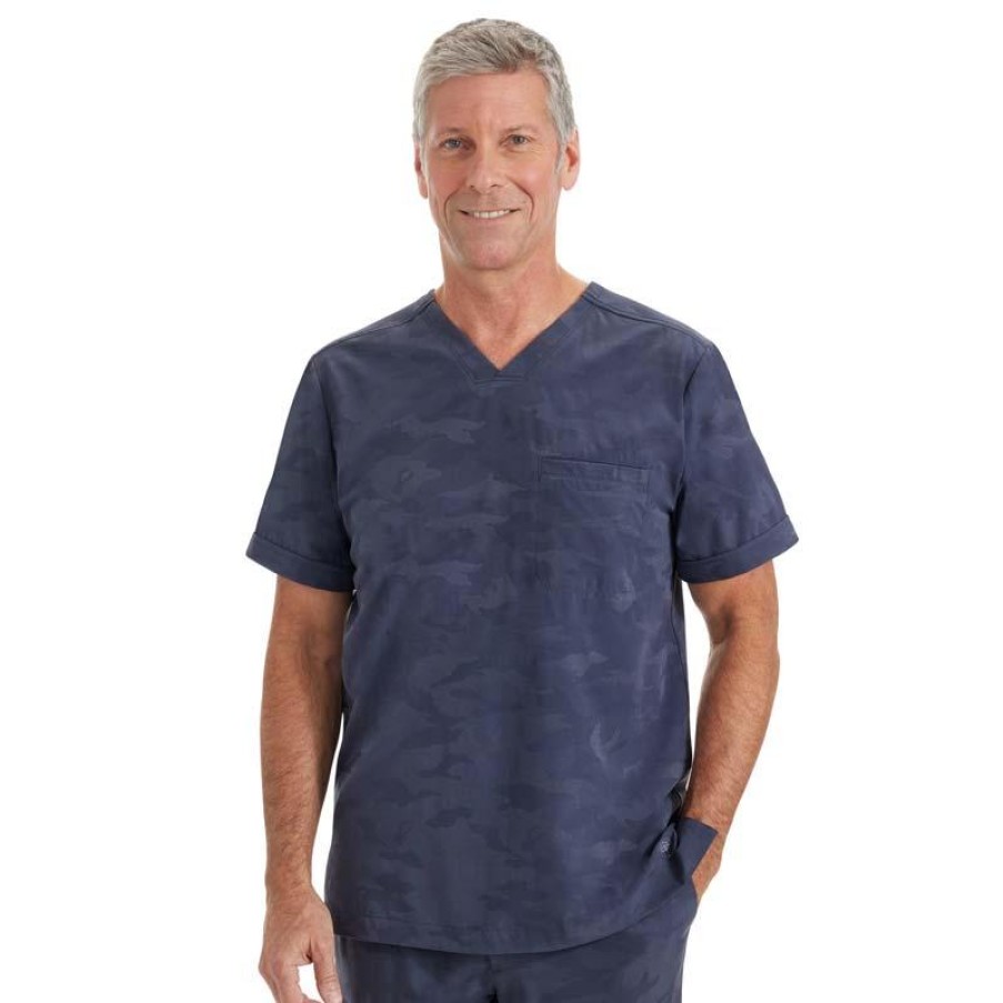 Healthcare Healing Hands Scrub Tops | Purple Label By Healing Hands Camo Men'S Jack V-Neck Scrub Top