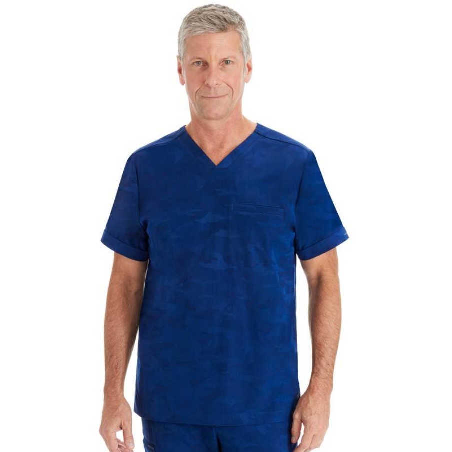 Healthcare Healing Hands Scrub Tops | Purple Label By Healing Hands Camo Men'S Jack V-Neck Scrub Top