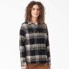 Workwear Dickies Work Shirts | Dickies Women'S Duratech Renegade Flannel Shirt Black/Oatmeal Plaid