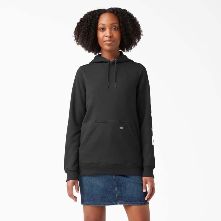 Outerwear Dickies Hoodies | Dickies Womens Heavyweight Graphic Logo Sleeve Hoodie