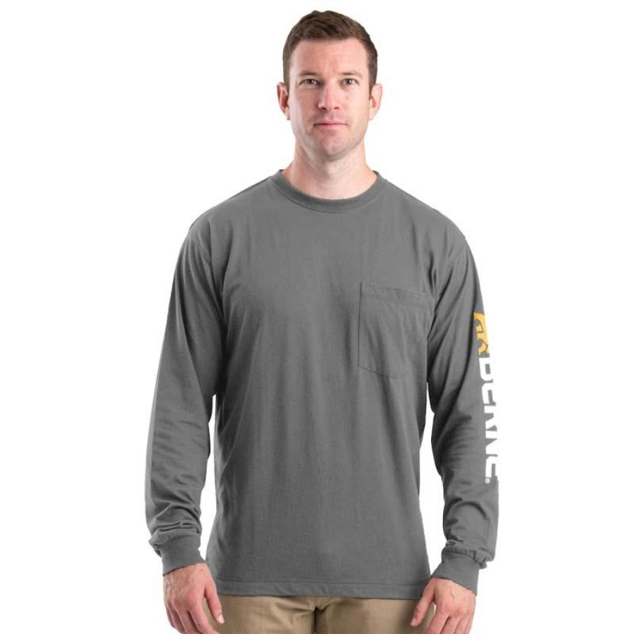 Workwear Berne T-Shirts | Berne Men'S Signature Long Sleeve Pocket Performance Tee