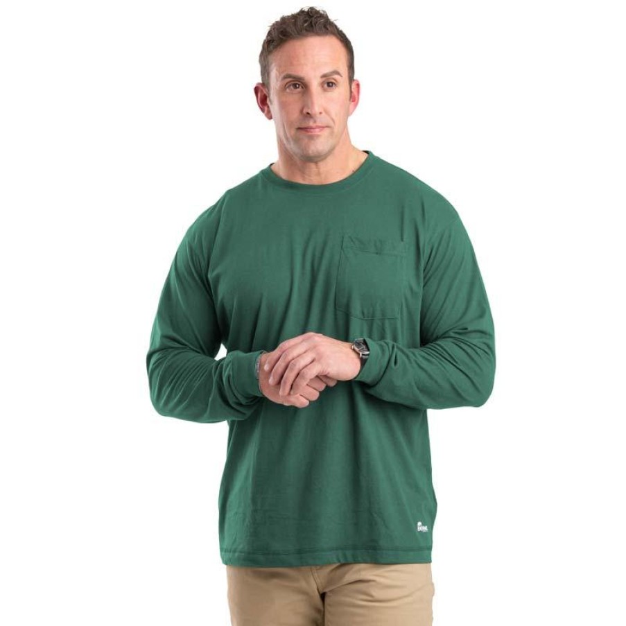 Workwear Berne T-Shirts | Berne Men'S Long Sleeve Performance Pocket Tee