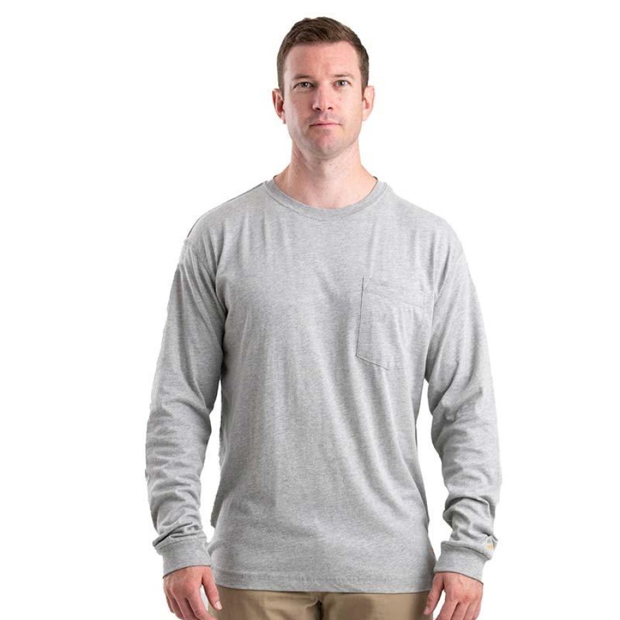 Workwear Berne T-Shirts | Berne Men'S Long Sleeve Performance Pocket Tee