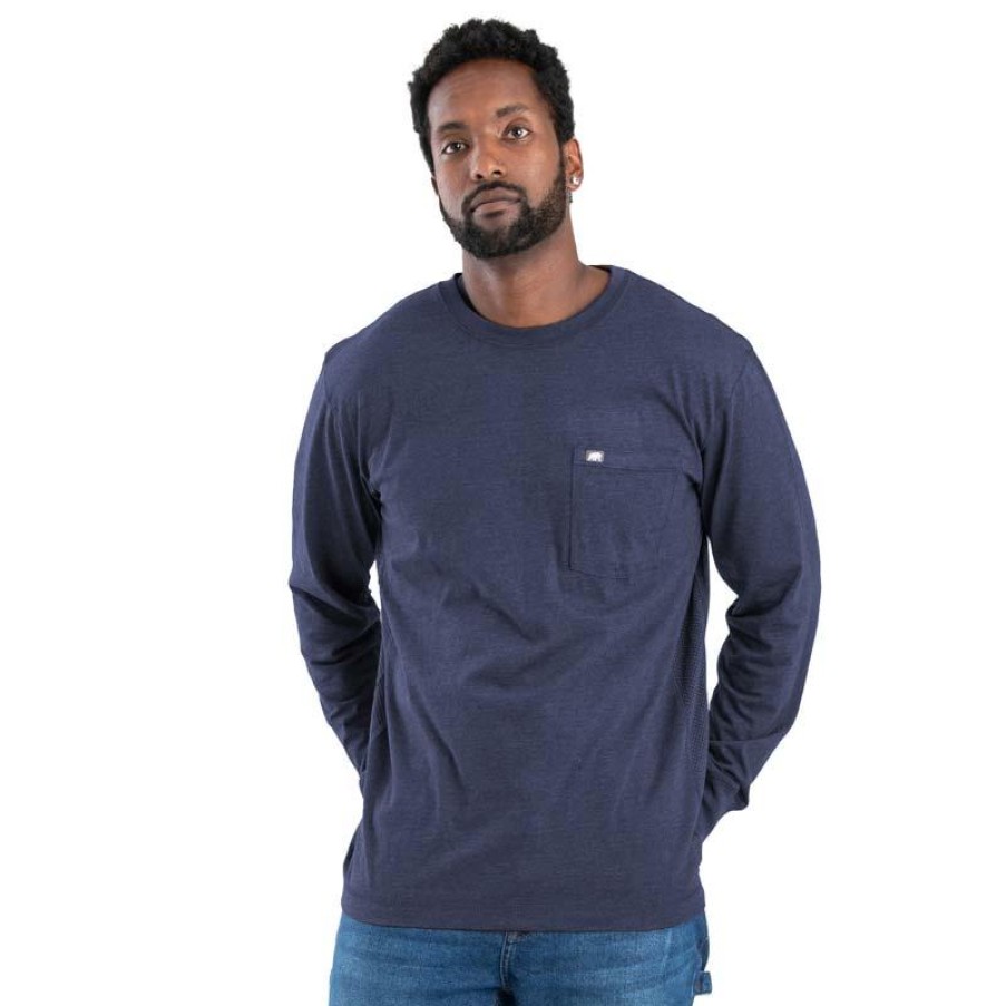 Workwear Berne T-Shirts | Berne Men'S Workvent Performance Long Sleeve Pocket Tee