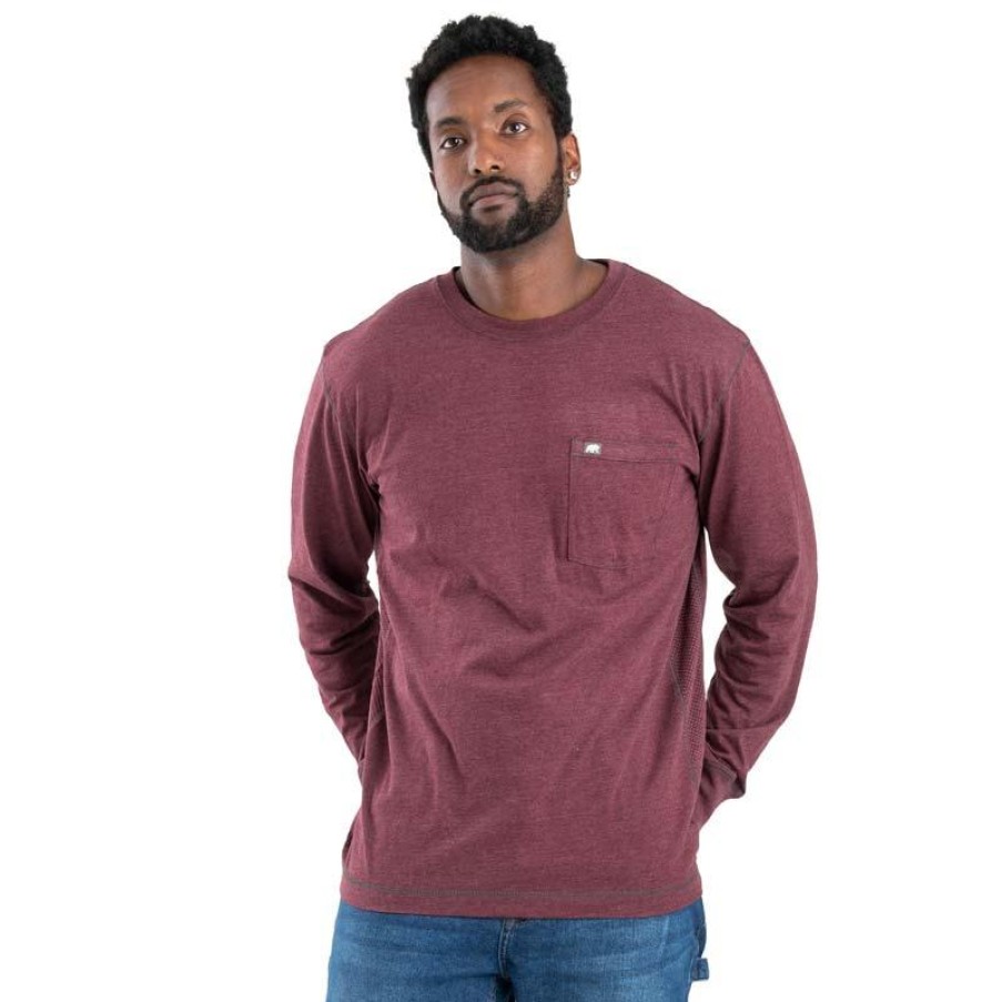 Workwear Berne T-Shirts | Berne Men'S Workvent Performance Long Sleeve Pocket Tee