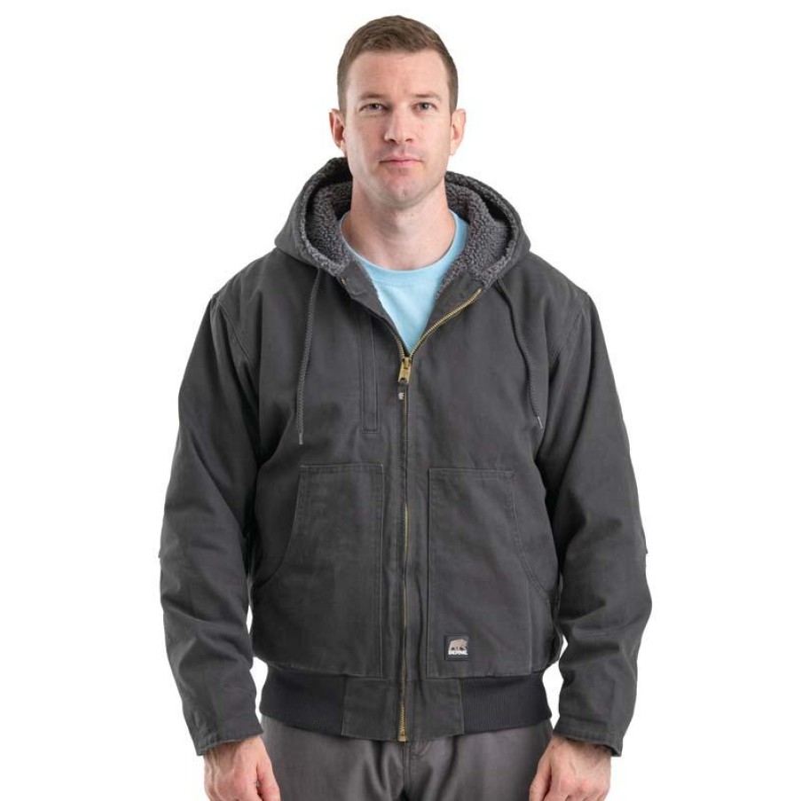 Outerwear Berne Jackets | Berne Men'S Highland Flex180 Sherpa Lined Duck Hooded Jacket