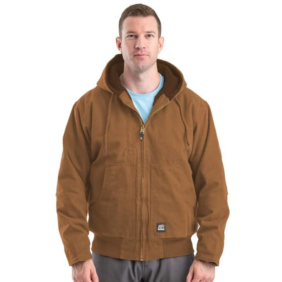 Outerwear Berne Jackets | Berne Men'S Highland Flex180 Sherpa Lined Duck Hooded Jacket