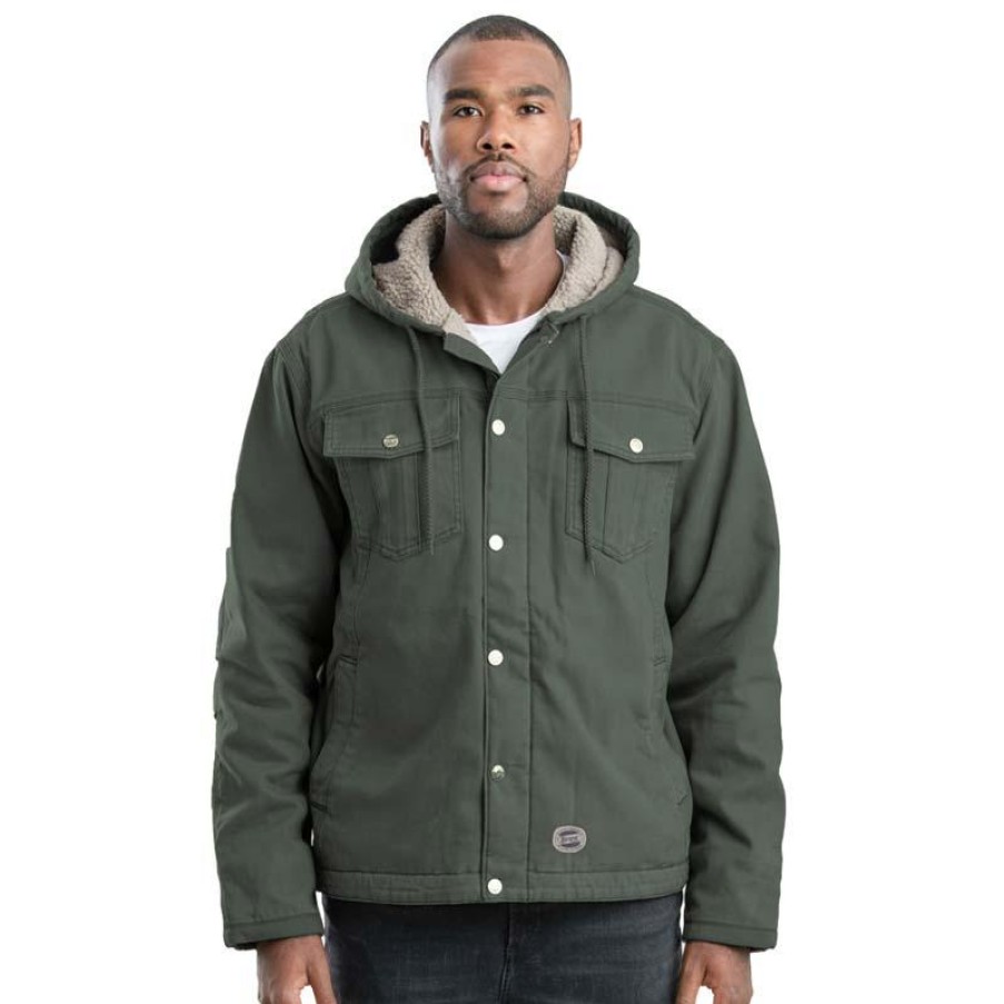 Outerwear Berne Jackets | Berne Men'S Vintage Sherpa Lined Hooded Duck Jacket