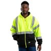 Outerwear Berne Sweatshirts | Berne Men'S Class 3 Hi Vis Black Bottom Hooded Sweatshirt Yellow