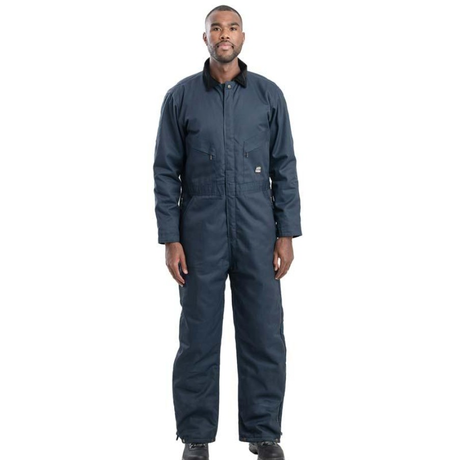 Outerwear Berne Coveralls | Berne Men'S Heritage Mid-Weight Insulated Coverall Navy